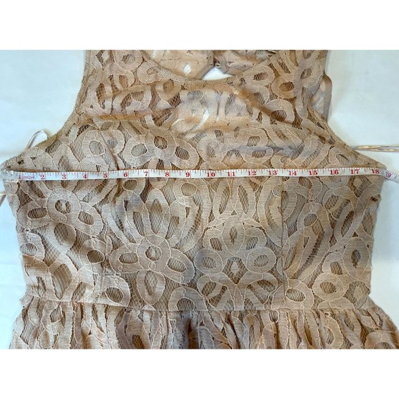 LC Lauren Conrad Women Lace Skater Dress Open Back Round Neck Pink Size 14 - Picture 4 of 8